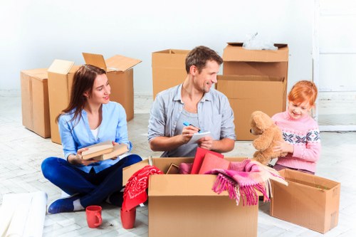 Packed boxes and furniture prepared for a local man with van removal