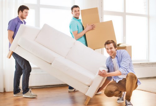Reliable man with van removals handling belongings carefully