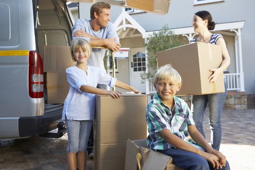Packed boxes and household items prepared for local transport