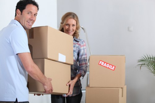 Local home moving service with boxes and furniture in transit